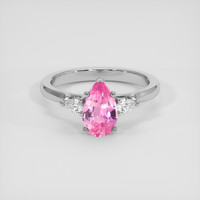 1.38 Ct. Pink Sapphire Ring, 18K White Gold 1