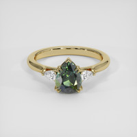 2.04 Ct. Green Sapphire Ring, 18K Yellow Gold 1