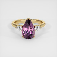 3.20 Ct. Pinkish Purple Sapphire Ring, 18K Yellow Gold 1