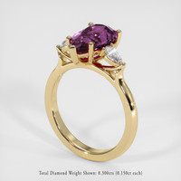 3.20 Ct. Pinkish Purple Sapphire Ring, 18K Yellow Gold 2