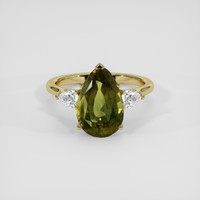 6.05 Ct. Yellowish Green Sapphire Ring, 18K Yellow Gold 1