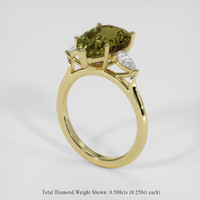 6.05 Ct. Yellowish Green Sapphire Ring, 18K Yellow Gold 2