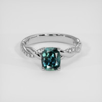 1.36 Ct. Bluish Green Sapphire Ring, Platinum 950 1