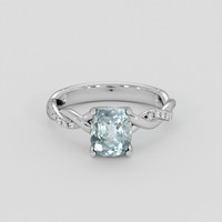 2.66 Ct. Bluish Green Sapphire Ring, Platinum 950 1