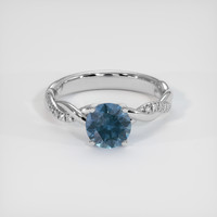 1.44 Ct. Greenish Blue Sapphire Ring, Platinum 950 1