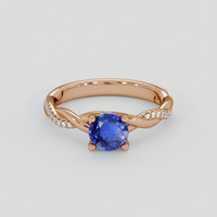 0.92 Ct. Blue Sapphire Ring, 14K Rose Gold 1