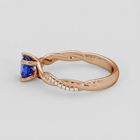 0.92 Ct. Blue Sapphire Ring, 14K Rose Gold 4