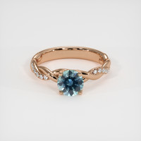 1.11 Ct. Bluish Green Sapphire Ring, 14K Rose Gold 1