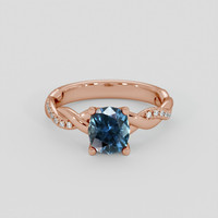 1.41 Ct. Greenish Blue Sapphire Ring, 18K Rose Gold 1