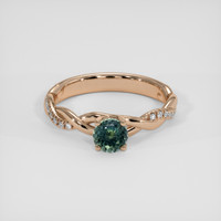 1.09 Ct. Greenish Blue Sapphire Ring, 18K Rose Gold 1