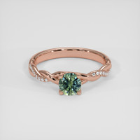 0.98 Ct. Bluish Green Sapphire Ring, 18K Rose Gold 1