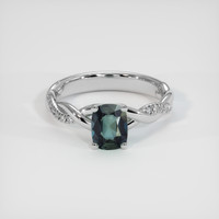 0.78 Ct. Greenish Blue Sapphire Ring, 14K White Gold 1