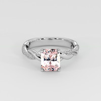 3.09 Ct. Peach Sapphire Ring, 14K White Gold 1