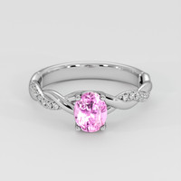 1.14 Ct. Pink Sapphire Ring, 14K White Gold 1