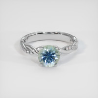 2.30 Ct. Greenish Blue Sapphire Ring, 14K White Gold 1