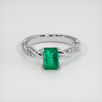 1.15 Ct. Emerald Ring, 18K White Gold 1