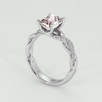 3.09 Ct. Peach Sapphire Ring, 18K White Gold 2