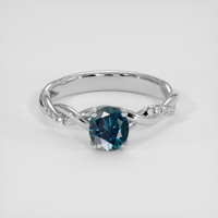 0.90 Ct. Bluish Green Sapphire Ring, 18K White Gold 1