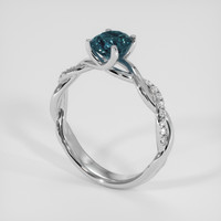 0.90 Ct. Bluish Green Sapphire Ring, 18K White Gold 2