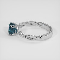 0.90 Ct. Bluish Green Sapphire Ring, 18K White Gold 4