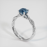 1.44 Ct. Greenish Blue Sapphire Ring, 18K White Gold 2