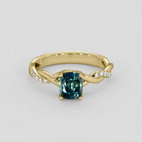1.21 Ct. Bluish Green Sapphire Ring, 10K Yellow Gold 1