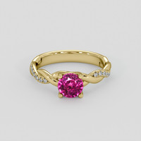 1.22 Ct. Pink Sapphire Ring, 14K Yellow Gold 1