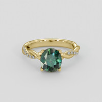 2.16 Ct. Bluish Green Sapphire Ring, 14K Yellow Gold 1