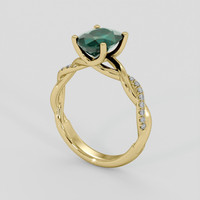 2.16 Ct. Bluish Green Sapphire Ring, 14K Yellow Gold 2