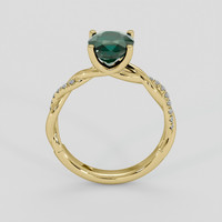 2.16 Ct. Bluish Green Sapphire Ring, 14K Yellow Gold 3