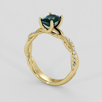 1.21 Ct. Bluish Green Sapphire Ring, 14K Yellow Gold 2