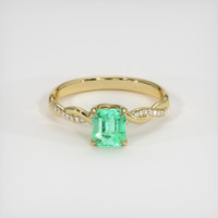 0.70 Ct. Emerald Ring, 18K Yellow Gold 1