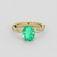 1.64 Ct. Emerald Ring, 18K Yellow Gold 1