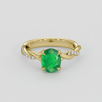 1.34 Ct. Emerald Ring, 18K Yellow Gold 1