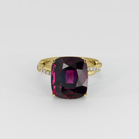 12.29 Ct. Reddish Purple Rhodolite Garnet Ring, 18K Yellow Gold 1
