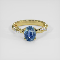 2.06 Ct. Greenish Blue Sapphire Ring, 18K Yellow Gold 1