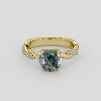 2.37 Ct. Bluish Green Sapphire Ring, 18K Yellow Gold 1