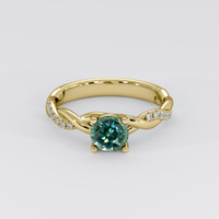 1.12 Ct. Greenish Blue Sapphire Ring, 18K Yellow Gold 1