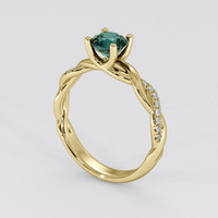 1.12 Ct. Greenish Blue Sapphire Ring, 18K Yellow Gold 2