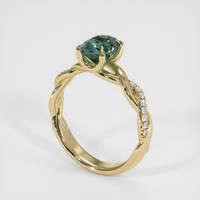 1.58 Ct. Bluish Green Sapphire Ring, 18K Yellow Gold 2