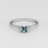 0.52 Ct. Greenish Blue Sapphire Ring, Platinum 950 1