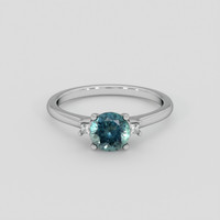 1.00 Ct. Greenish Blue Sapphire Ring, Silver 1