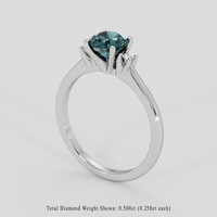 1.00 Ct. Greenish Blue Sapphire Ring, Silver 2