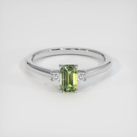 0.82 Ct. Yellowish Green Sapphire Ring, 14K White Gold 1