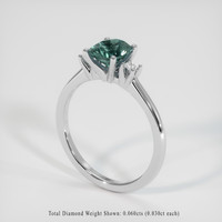 1.18 Ct. Bluish Green Sapphire Ring, 14K White Gold 2