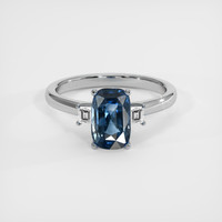 2.08 Ct. Blue Sapphire Ring, 14K White Gold 1