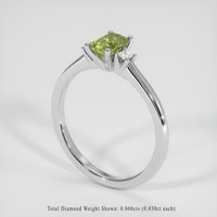 0.82 Ct. Yellowish Green Sapphire Ring, 18K White Gold 2