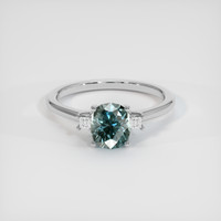 1.18 Ct. Bluish Green Sapphire Ring, 18K White Gold 1