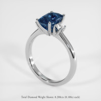 2.08 Ct. Blue Sapphire Ring, 18K White Gold 2