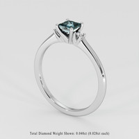 0.52 Ct. Greenish Blue Sapphire Ring, 18K White Gold 2